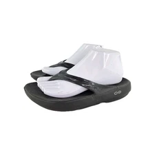Oofos Oolala Luxe Recovery Sandals US 8 Womens Black Patent Flip Flop Thong