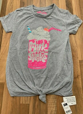 NEU MIT ETIKETT DUNNES GRAU PAILLETTEN MILCHSHAKE SOMMER KURZÄRMELIGES T-SHIRT ALTER 11-12 JAHRE
