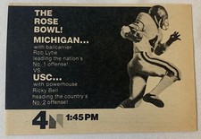 1977 NBC tv college football ad ~ ROSE BOWL ~ Michigan v USC