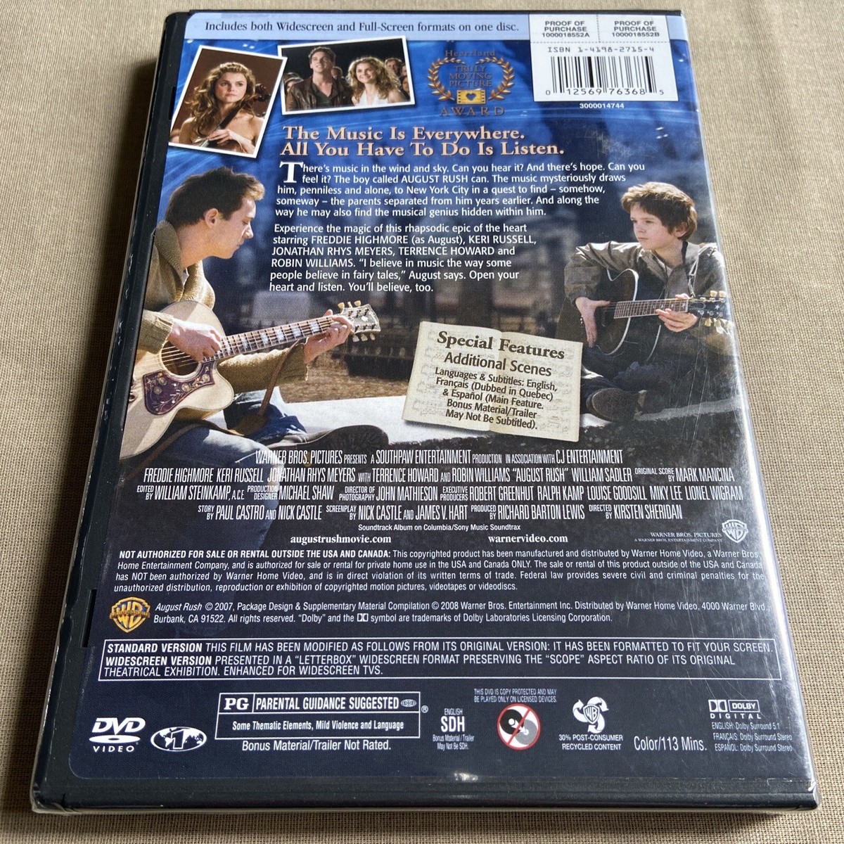 August Rush (DVD, 2007) Freddie Highmore Keri Russell