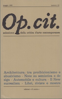 Zeitschrift OP. CIT. Nr.63, 05/1985, Verbot Semiotischer Missbrauch 
