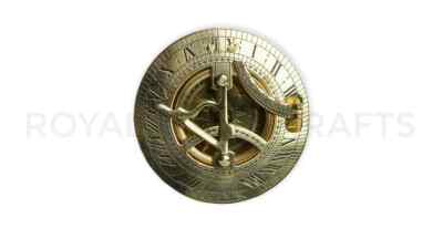 Bussola Vintage In Ottone 11,4 Cm Con Meridiana E Custodia In Legno, Strumento Navigazione Magnetica Dolchi, Regalo Per Esploratori