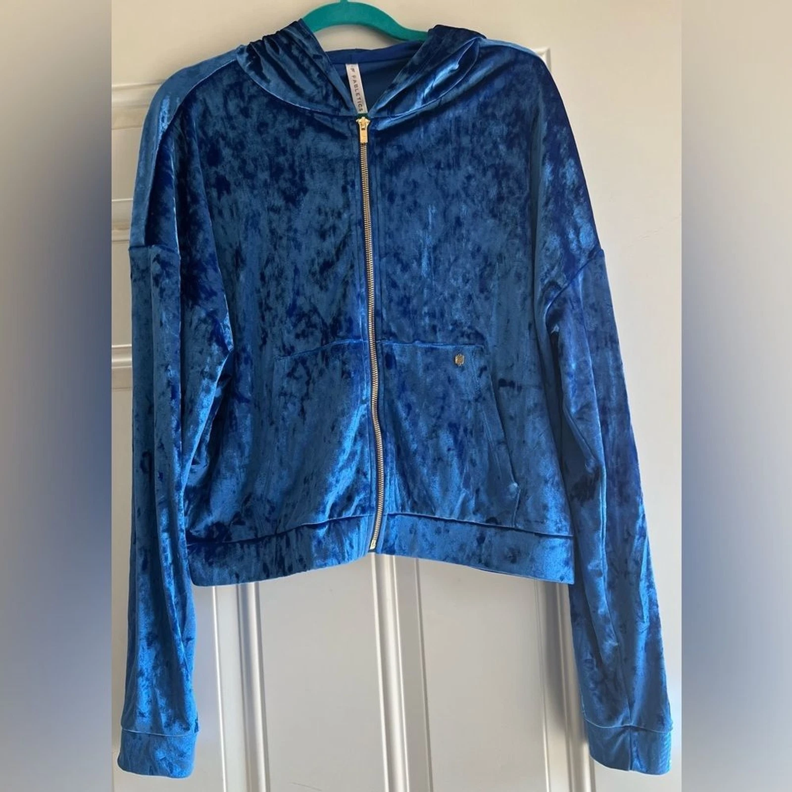 VETEMENTS Felpa con cappuccio Fabletics velluto schiacciato con cerniera taglia XL NUOVA