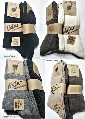 ALPAKA Socken 2Paar Premium Qualität Natur Vorgewaschen 100% Ölkogisch gefärbt-