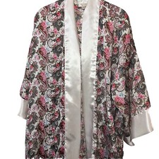 Victorias Secret Paisley Robe kimono One Size Gold Label Pink White