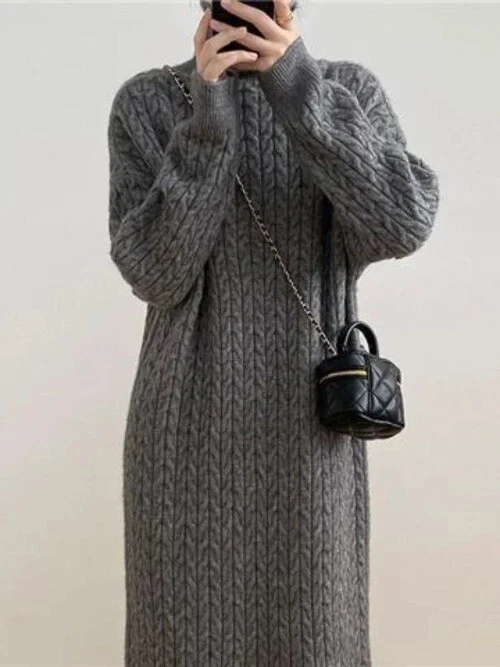 OFF WHITE Maglione donna abiti casual collo alto sciolto caldo pullover abito lungo vestiti