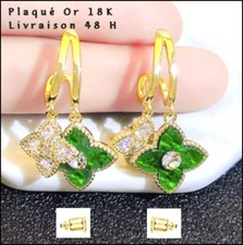 Boucles d'Oreille Plaqué Or 18K Strass CZ Neuves Fleur LIVRAISON 48H DOMICILE