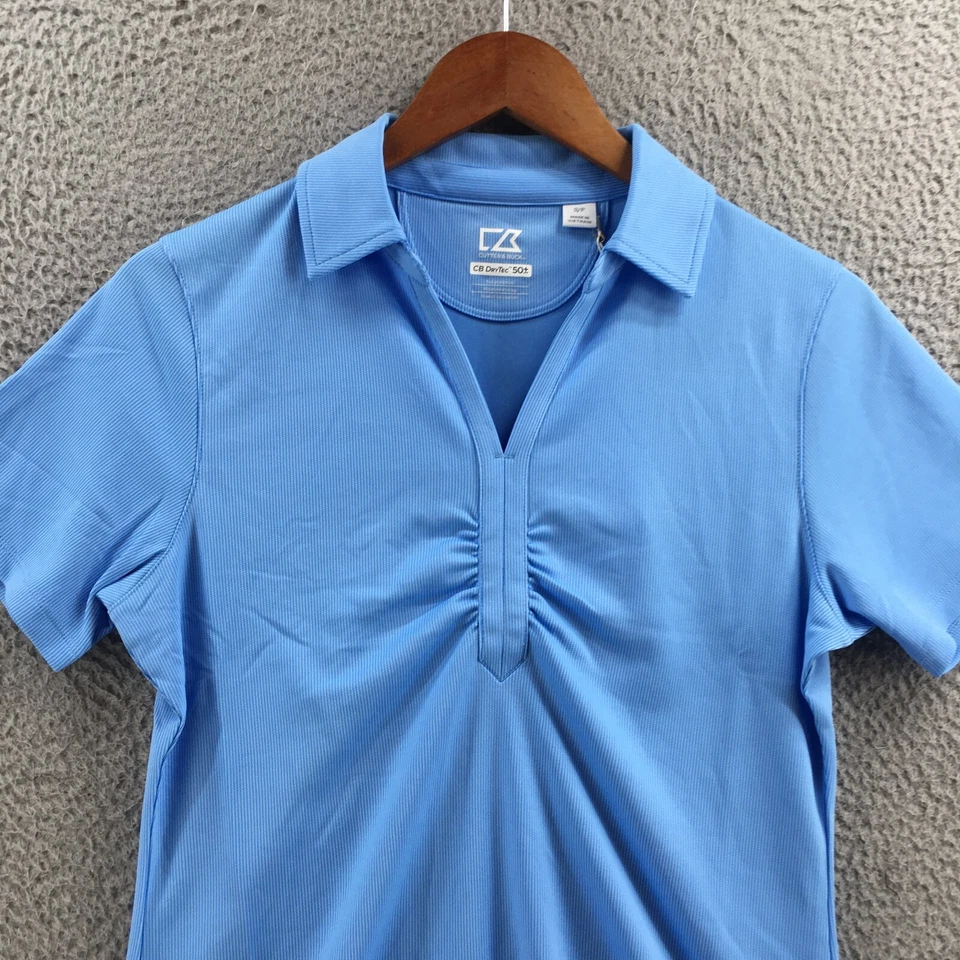 Camisa Polo Cutter & Buck DryTec Para Mujer S/P Azul Manga Corta Cuello Pullover NUEVO Foto 2 de 4