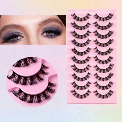 10Pairs 3D Soft Fake Eye Lashes  Natural Black False Eyelashes Extension Makeup