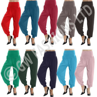 #ad LADIES FULL LENGTH HAREEM ALI BABA PANTS WOMEN BAGGYTROUSERS HAREM LEGGINGS 8 26 GBP 6.98