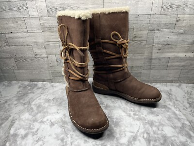 Ugg Boots Women 7M Catalina Shoes Brown Suede Shearling Sheepskin 1634 Lace Up