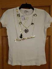 White, Black And Gold Tshirt Heartbreaker Sz M
