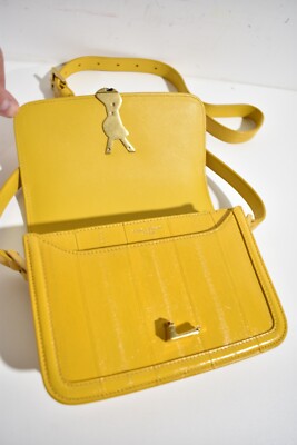 Saint Laurent Solferino Small YSL Gold Logo Yellow Leather Satchel