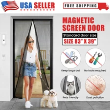 Magnetic Screen Door Mesh Curtain Durable Heavy Duty Mosquito Net Bug Hands Free