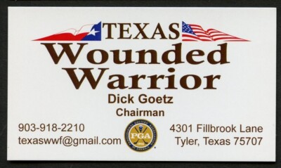 Dick Goetz signed autograph Chairman Texas Wounded Warrior