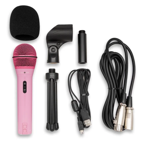 Samson Q2U USB and XLR Handheld Pink Dynamic Microphone and Shock Mount Bundle