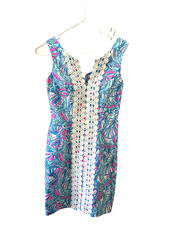 Lilly Pulitzer Target 20th Anniversary My Fans Blue Pink Shift Dress Size 2