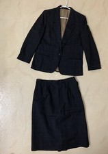 Vintage Tailored Woman Womens Dark Gray Plaid Lined Suit Size 14 Made In USA