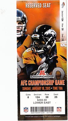 2015 DENVER BRONCOS AFC CHAMPIONSHIP GAME PHANTOM TICKET STUB