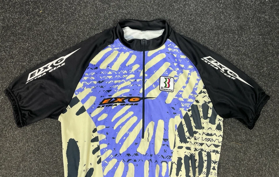 Vintage BIEMME EXG Multicolor Cycling Suit Jersey Bib Short Size L/XL - Image 2 of 4