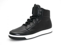 Prada Leder Downtown High-Top Sneaker - Schwarz Weiss - Neu - 6 40