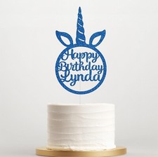Happy Birthday Glitter Cake Topper Personalised Unicorn Decoration Any Name