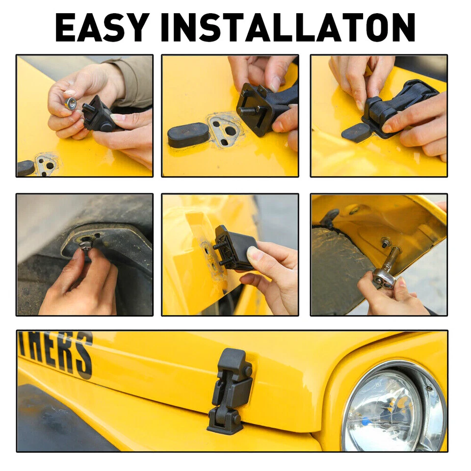 2 Hood Latche Hood Lock Catch Kit for 1997-2006 Jeep Wrangler TJ Car Accessories - Image 2 of 4