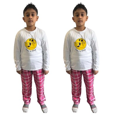 Jungen Karo Pyjama Set Nachtwäsche Anzug Langarmshirt Jungen Pyjama Set 5-14 Jahre 