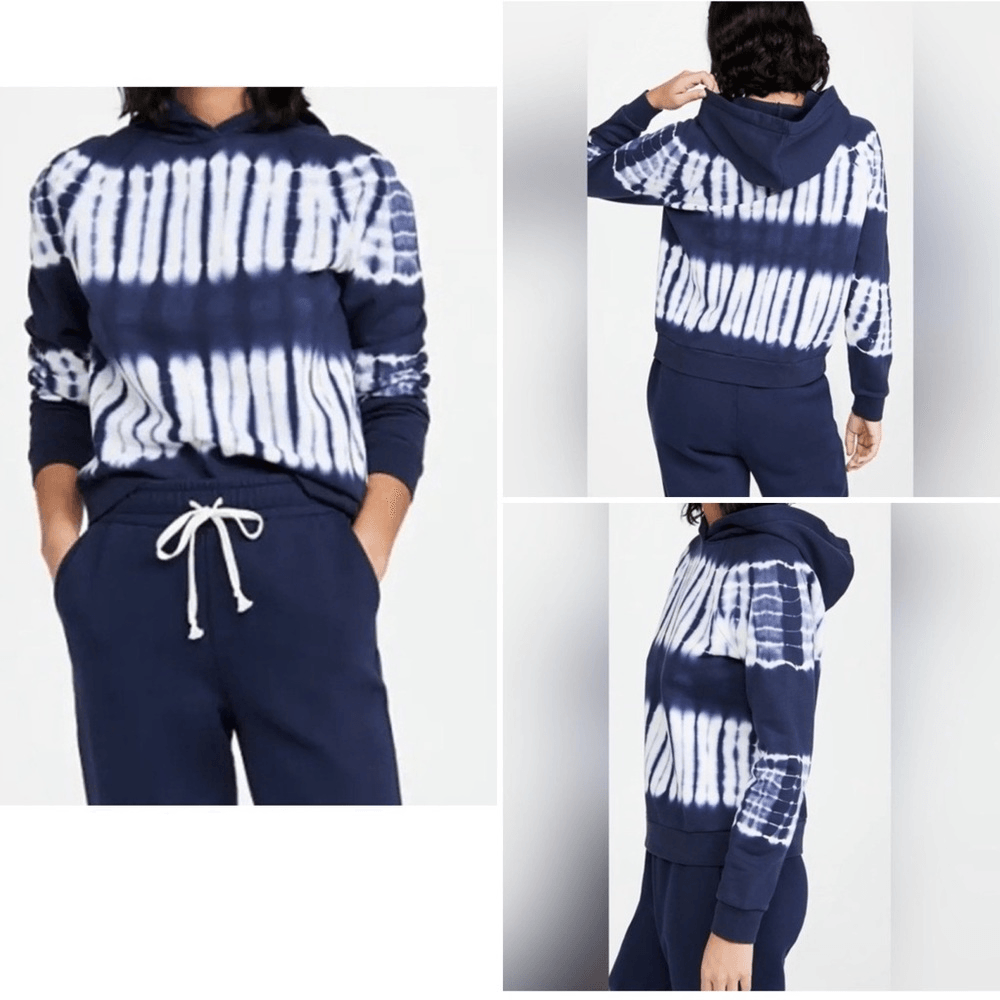 MADEWELL Navy and White Retro Hoodie Sweatshirt-XS