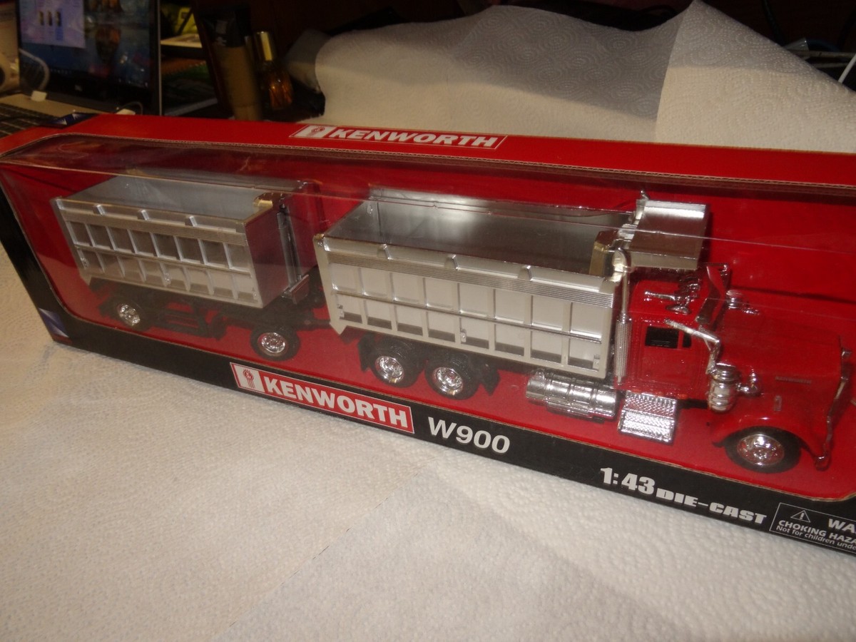 New Ray 1:43 Scale Kenworth W900 Double Dump Truck - RED