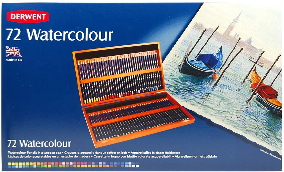 36 Watercolor Pencils, Derwent Watercolor Pencils 3.4mm Core Derwent  Drawing Watercolor Pencil, Tin 