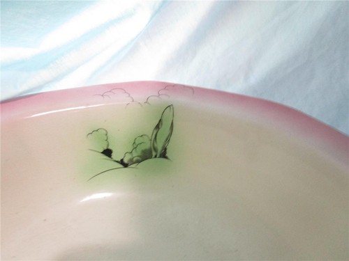 Art Deco Vintage Wash Basin & Pitcher bowl set Pink with Yellow flowers pitcher - Picture 9 of 11