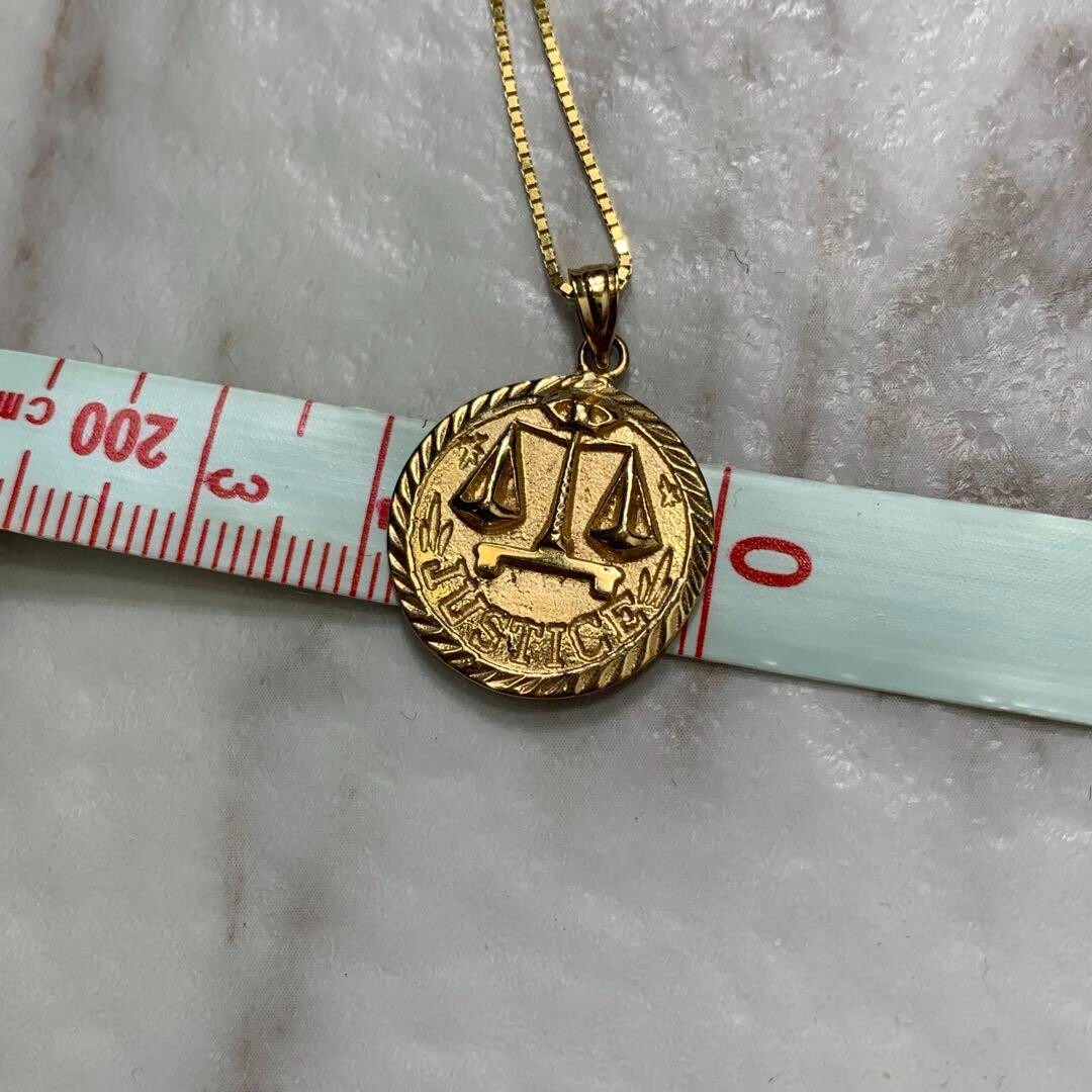 SUPREME Justice Gold Pendant 14K 18SS Necklace Chain 60cm Men's