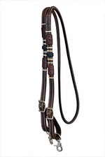 Western Dark Oil Leather Rawhide Braided Roping Reins with Snap Trigger 15