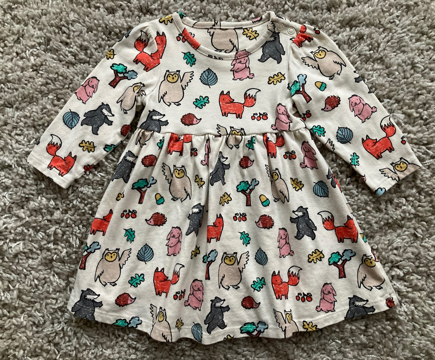 M&S Baby Girls 69 Mths Woodland Fox Rabbit Owl Badger Long Sleeved