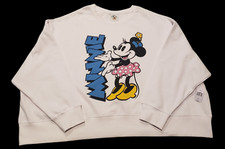 Disney Minnie Mouse Sweatshirt Womens 2X White Cropped 3/4 Sleeve Boxy Oversized