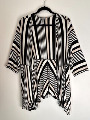 Catherines Plus Classic Stripe Open Front Pockets Jersey Cardigan 1X /18/20 WP