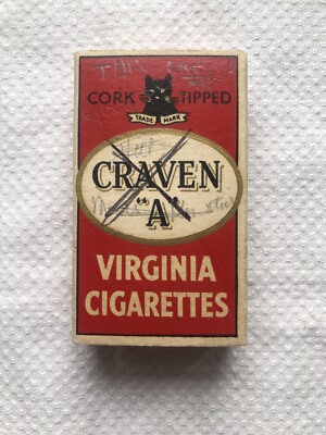Vintage Carreras Craven A 10 leere Zigarettenschachtel Vorwarnung beschriftet