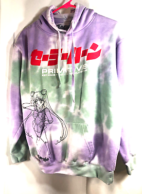 PRIMITIVE X SAILOR MOON Washed Tie Dye Hoodie Sweatshirt Small