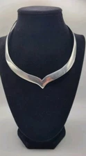 Vintage Signed 925 Sterling Modernist Necklace Taxco Mexico Torque Choker Collar
