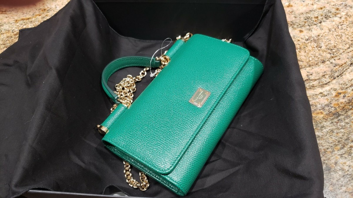 DOLCE & GABBANA SICILY VON DAUPHINE MINI PHONE CROSSBODY BAG 8H526  GREEN