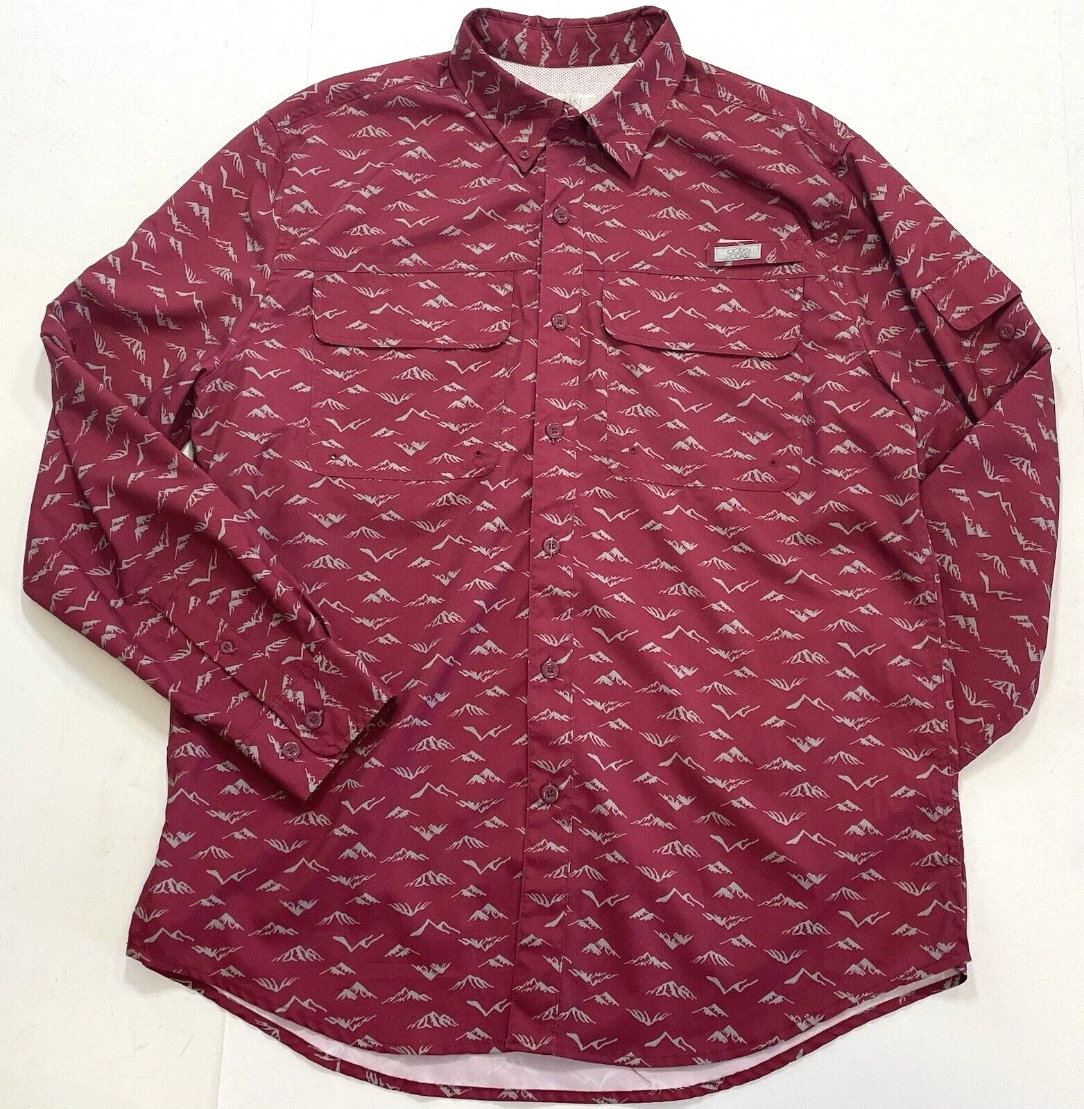 Ocean + Coast Long Sleeve Button Up Outdoor Hiking Shirt Men’s MEDIUM (tt70)