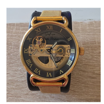 Graf Von Monte Wehro Herren Skelettuhr Mechanisch Gold Metallarmband römisch