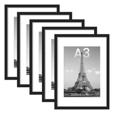A3 Picture Frame Set of 5, Display Pictures 8.3x11.7 with Mat or 11.7x16.5 Wi...