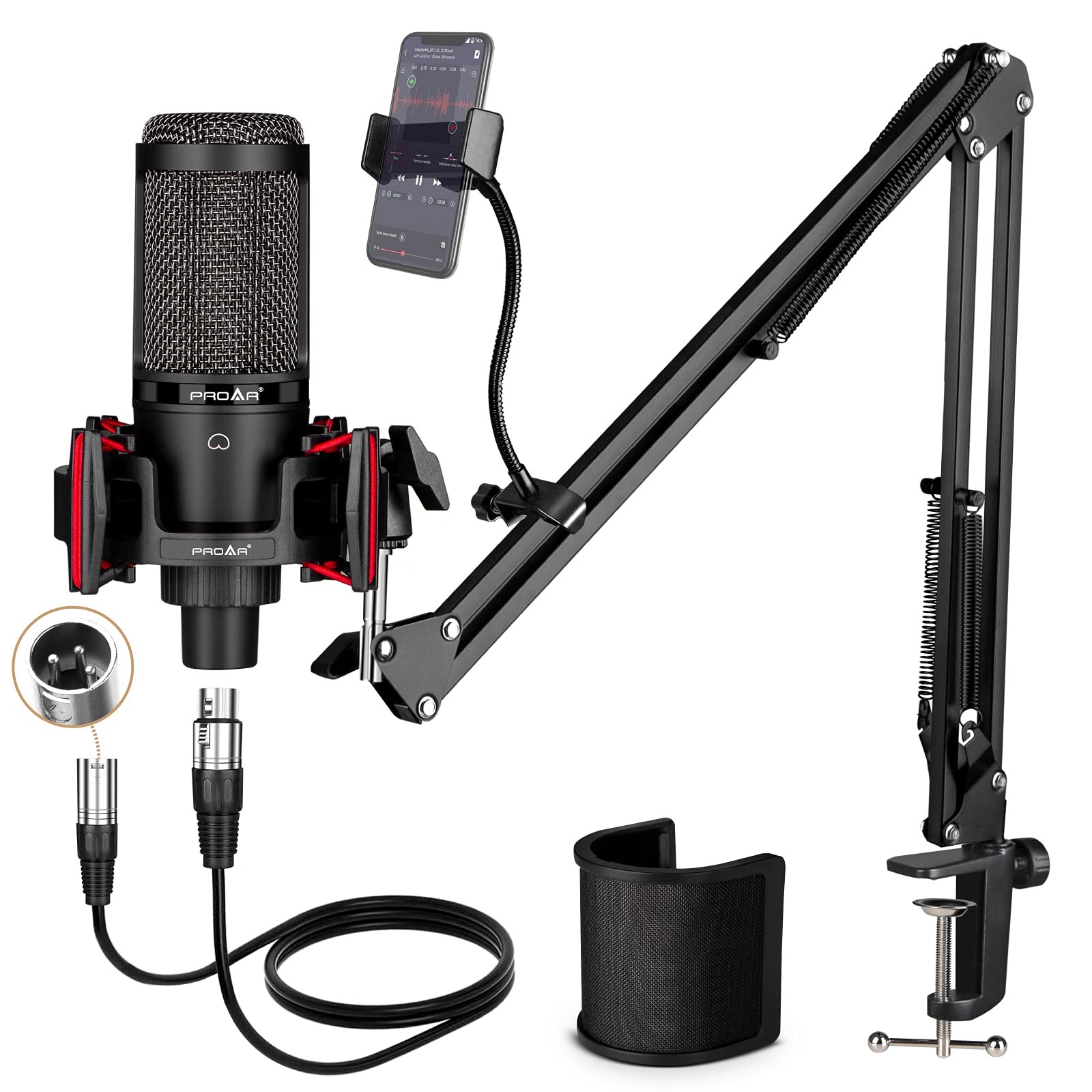 Professional XLR Condenser Microphone Kit for Streaming Podcasting ASMR