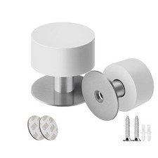 2PCS White Self-Adhesive Door Stops,Wall Mounted Door Stoppers,Doorstop for Home