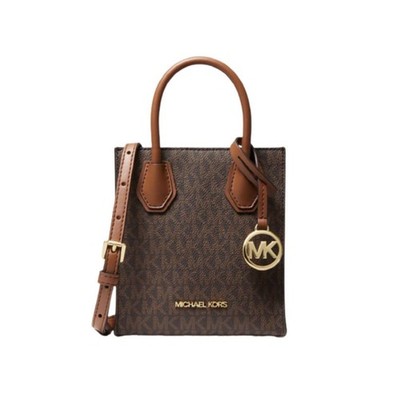 Michael Kors Mercer Extra-Small Logo and Leather Crossbody Bag Brown One Size