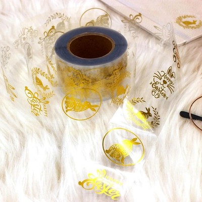 500x Ostern Aufkleber klar Goldfolie Design funkelnd im Licht Frohe Ostern