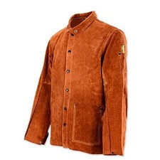 Leather Welding Work Jacket by - Flame-Resistant Heavy Duty Split Large