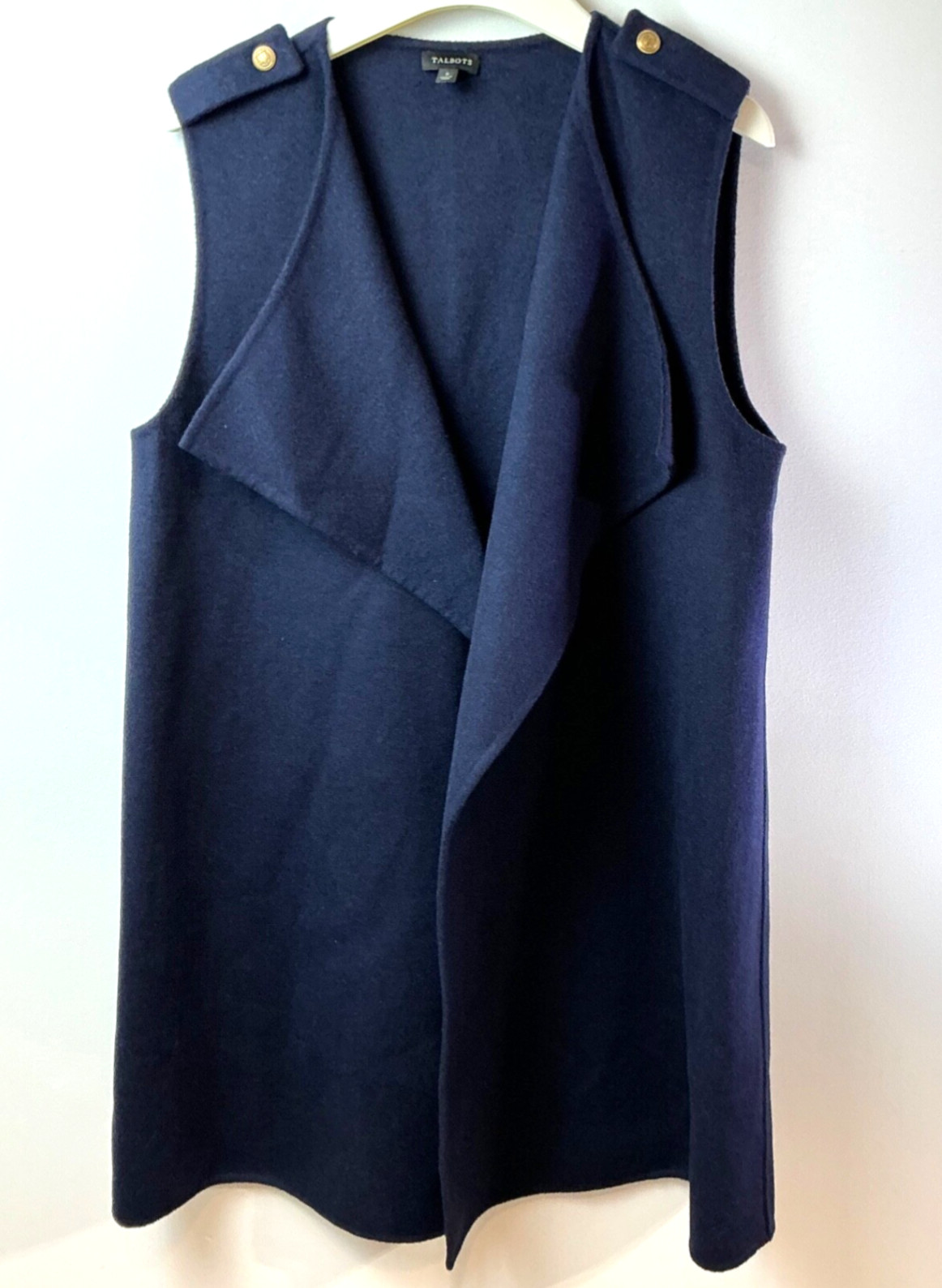 Talbots Small Wool Navy Blue Wrap Open Cardigan V… - image 1